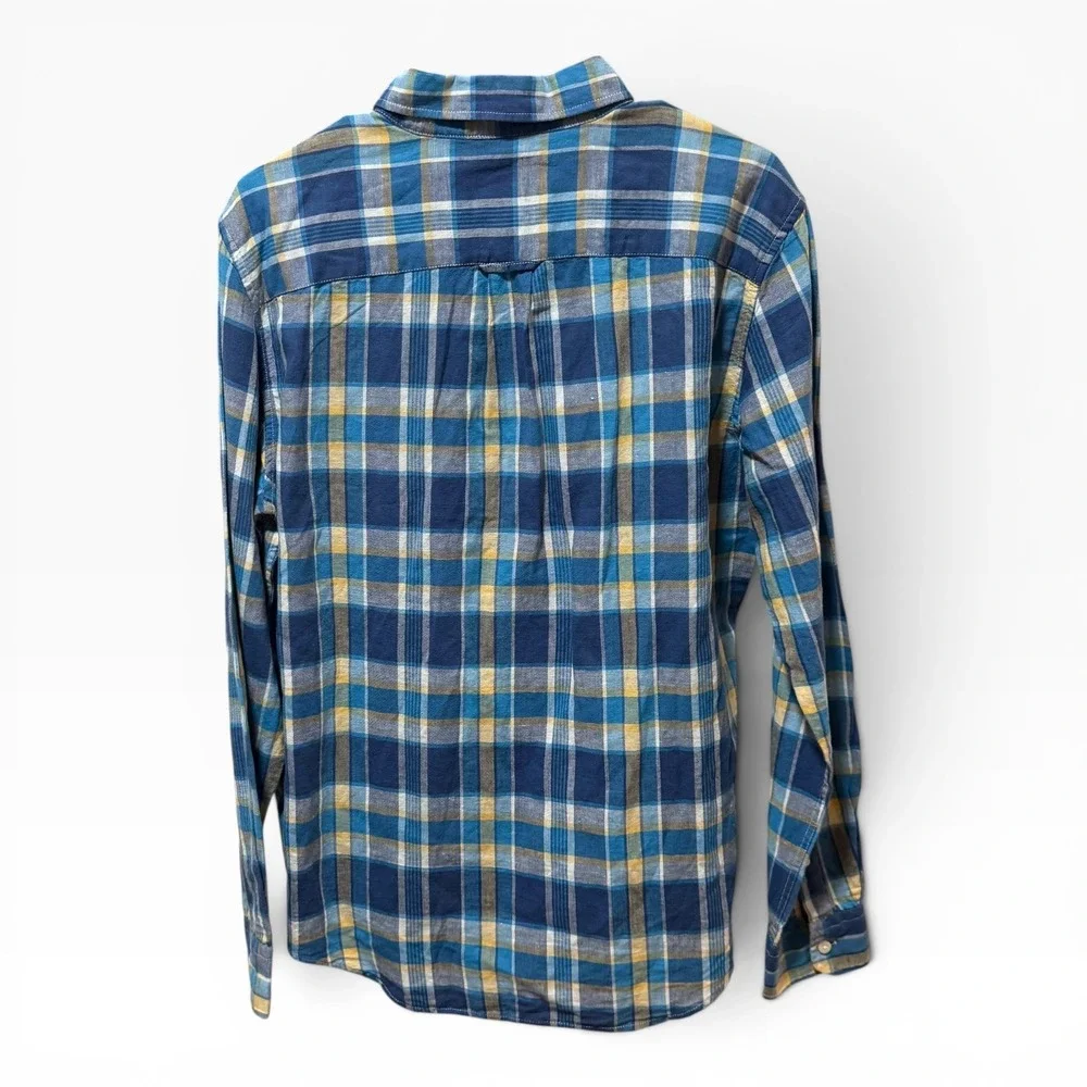 American Eagle Plaid Shirt Mens M Blue Yellow Excellent Seriously Soft Flannel